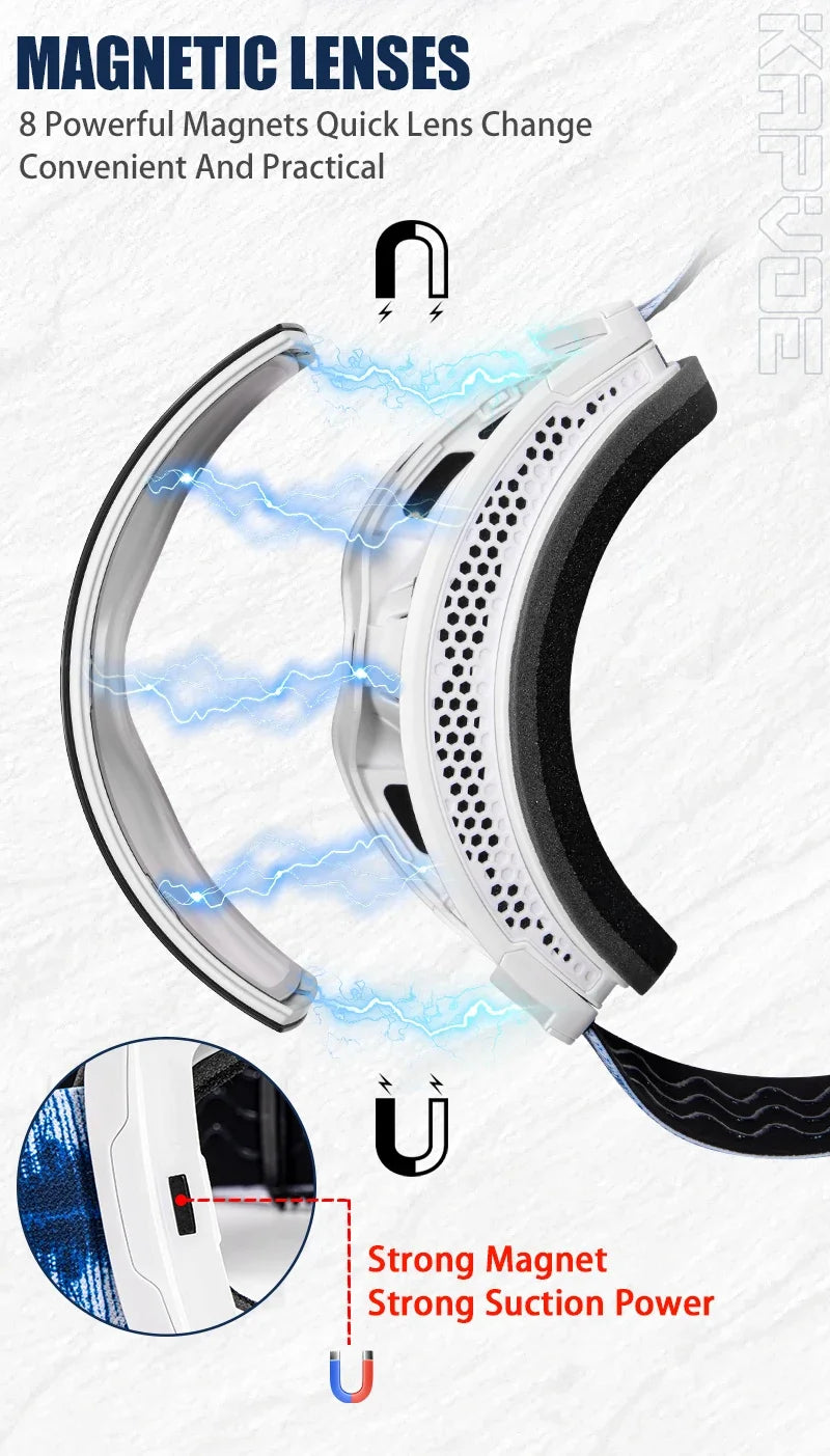 Kapvoe OTG Ski Goggles for Women | UV400 Anti-Fog | Fits Over Glasses | Snowboard & Snowmobile