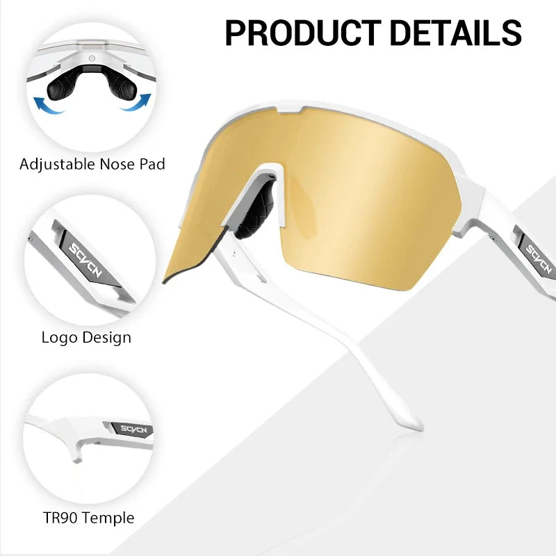 SCVCN Photochromic Cycling Sunglasses Glasses Bike Mountain Bicycle Hiking Golf UV400 Sports Glasses for Men Women Baseball 2025