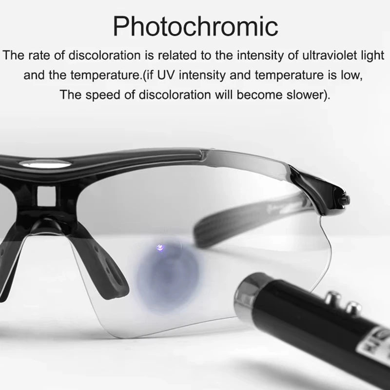 ROCKBROS Cycling Photochromic Glasses UV400  Bicycle Glasses Eyewear Ultralight MTB Sunglasses Fishing Bike Glasses Equipment