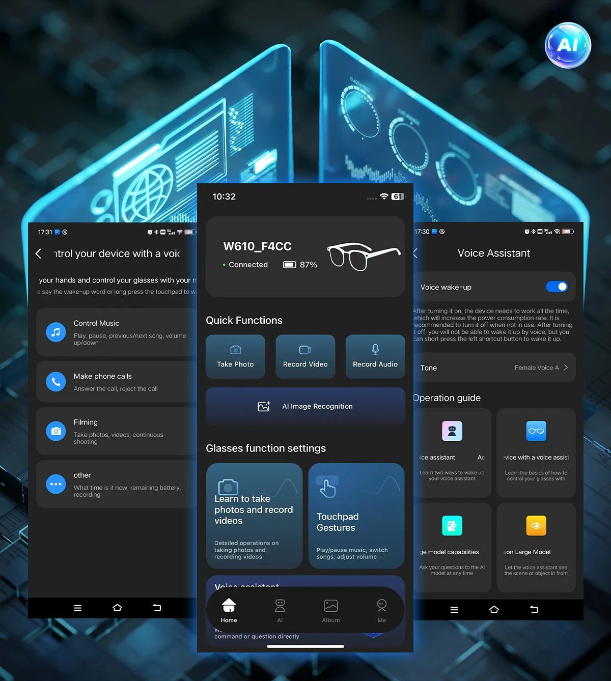 LIGE New AI Glasses HD Anti-shake Camera Video Recording Smart Glasses Voice Call Wireless Bluetooth Call Translation Sunglasses
