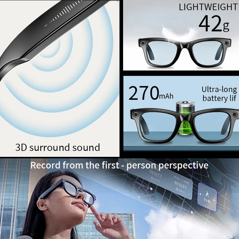 2025 New Upgrade Smart Glasses With Camera Video Recording AI Photo Recognition Bluetooth Call Translation Voice Sunglasses Men