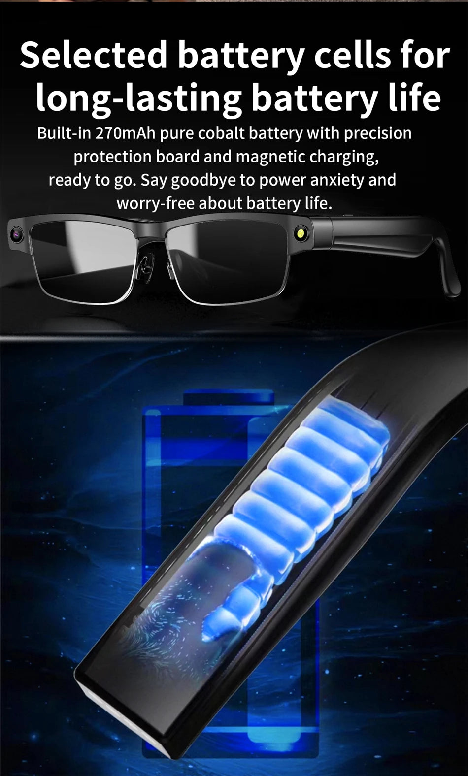 LIGE Smart Glasses Photography Video AI Intelligent Translation Smart Sunglasses Bluetooth Call Music Eyeglasses For Android iOS