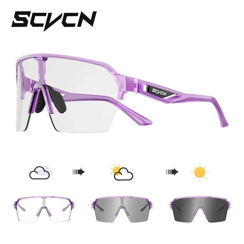 SCVCN Photochromic Cycling Sunglasses Glasses Bike Mountain Bicycle Hiking Golf UV400 Sports Glasses for Men Women Baseball 2025