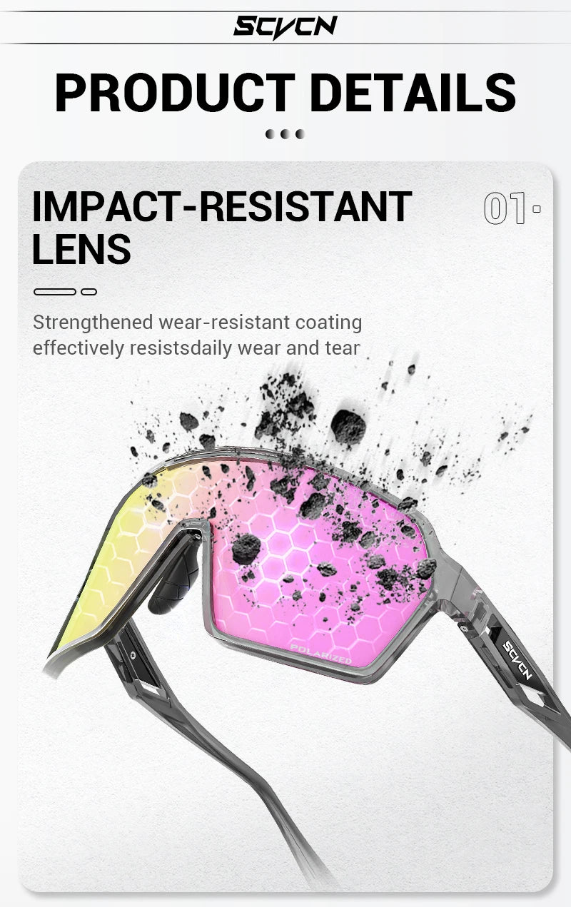 SCVCN Fashion Polarized Sunglasses Cycling Glasses for Men Mountain Bike Eyewear Baseball Sports Goggles Skating Sun Glasses