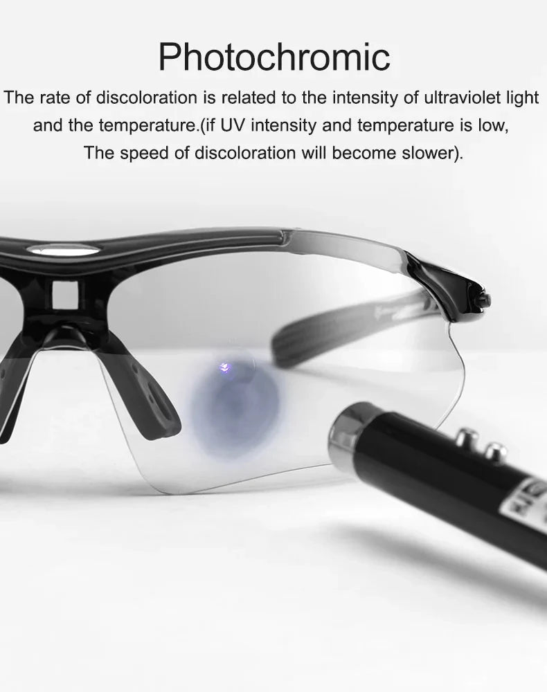 ROCKBROS Cycling Photochromic Glasses UV400  Bicycle Glasses Eyewear Ultralight MTB Sunglasses Fishing Bike Glasses Equipment