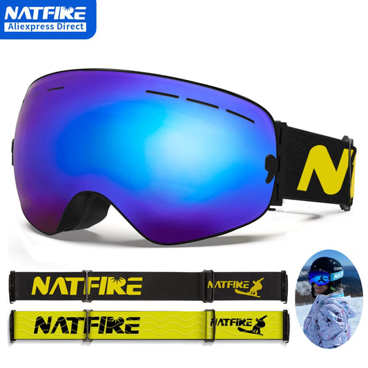 Snowboard Ski Goggles for Men Women UV400 Protection Anti-Fog Ski Glasses Ski Mask Big Face Snow Glasses Skiing Eyewear