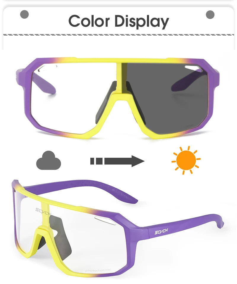 SCVCN Photochromic Cycling Sunglasses MTB Glasses Road Bike Cycling UV400 Goggles Men Women Outdoor Bicycle Sports Eyewear New