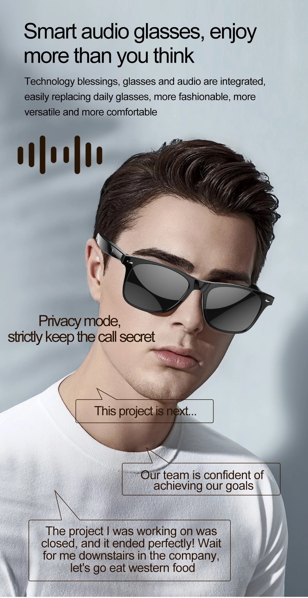 LIGE Smart Glasses AI Intelligent Real-time Translation Bluetooth 6.0 Sunglasses Outdoor Sport Earphone Calling Music Eyeglasses
