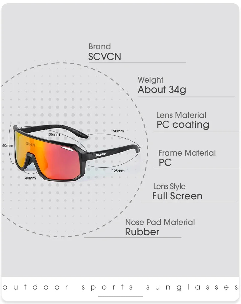 SCVCN Photochromic Cycling Glasses Bike Mountain Bicycle Golf UV400 Sunglasses Sport Protection Glasses for Men Women Baseball