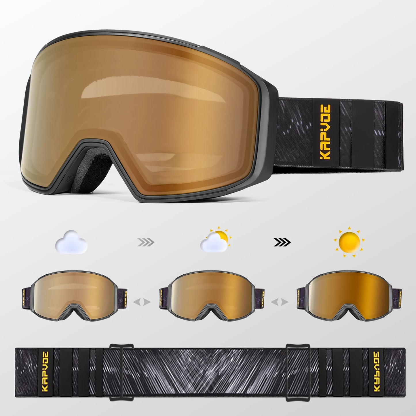 Kapvoe Magnetic Ski Goggles | UV400 Anti-Fog | Men & Women | Snowboard & Snowmobile