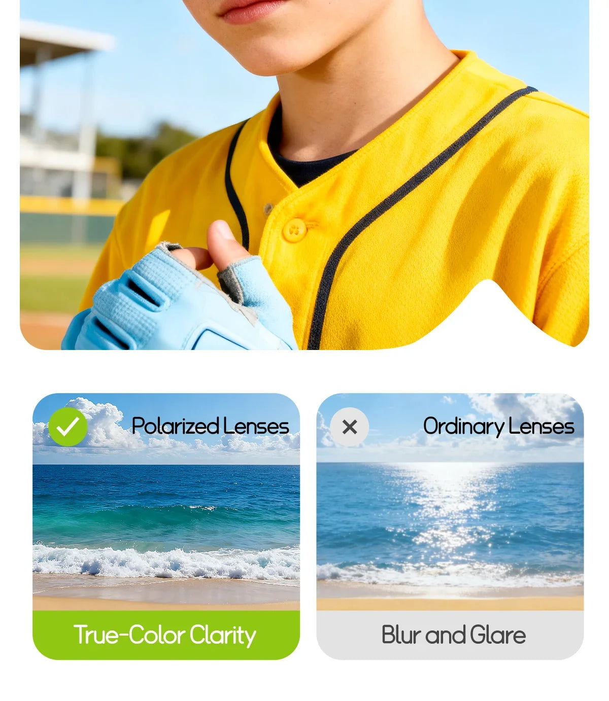 SCVCN Kids Polarized Sports Sunglasses Photochromic UV400 Boy Baseball Glasses Cycling Outdoor Eyewear Running Hiking Sunglasses