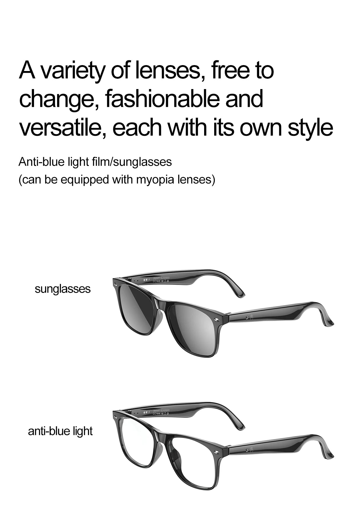 LIGE Smart Glasses AI Intelligent Real-time Translation Bluetooth 6.0 Sunglasses Outdoor Sport Earphone Calling Music Eyeglasses