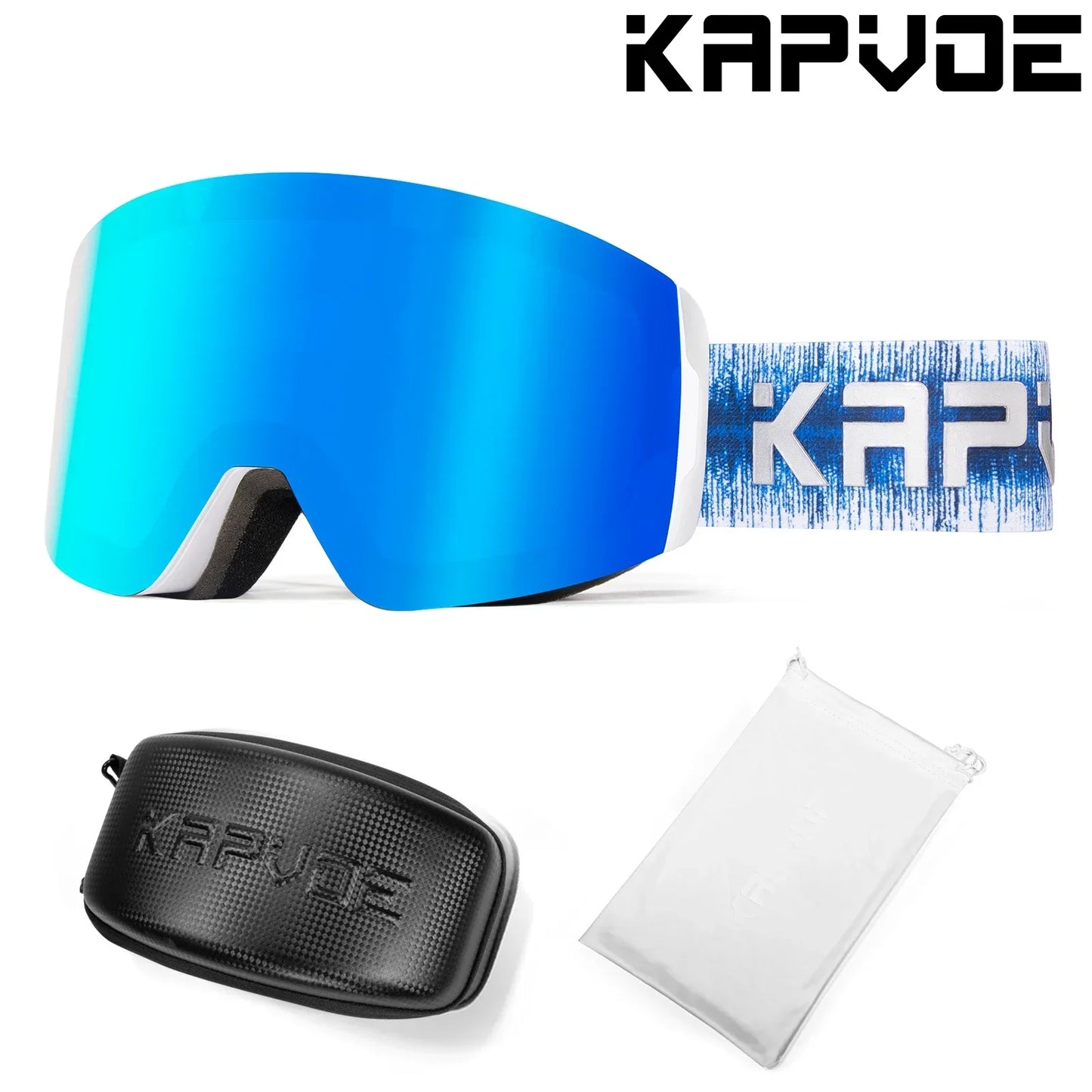 Kapvoe OTG Ski Goggles for Women | UV400 Anti-Fog | Fits Over Glasses | Snowboard & Snowmobile