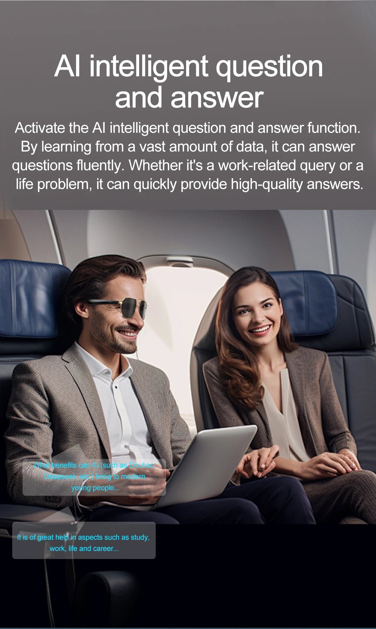 696 AI Voice Video Call Real-time Translation Intelligent Question Answering Smart Glasses UV Protection Sport BT Sunglasses