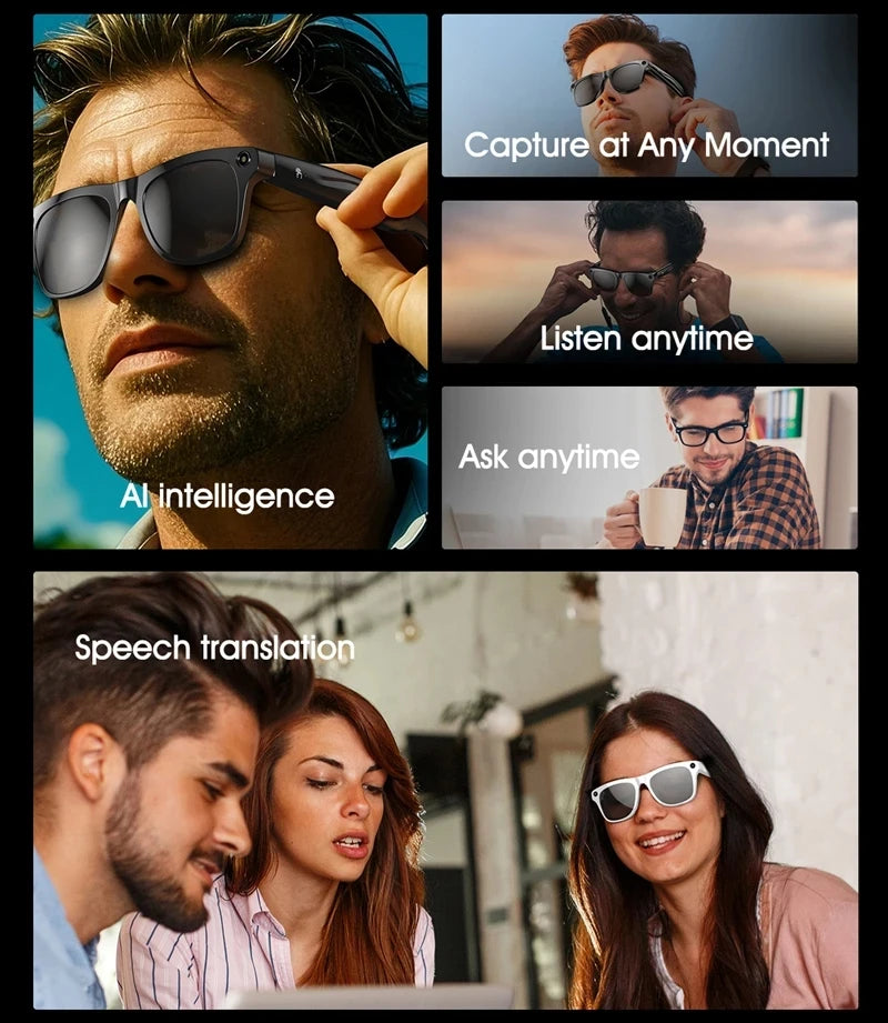 Xiaomi 8K AI Smart Glasses With 100MP Camera Chat GPT Touch Sport Sunglasses Bluetooth Call Video Music Player For Men Women