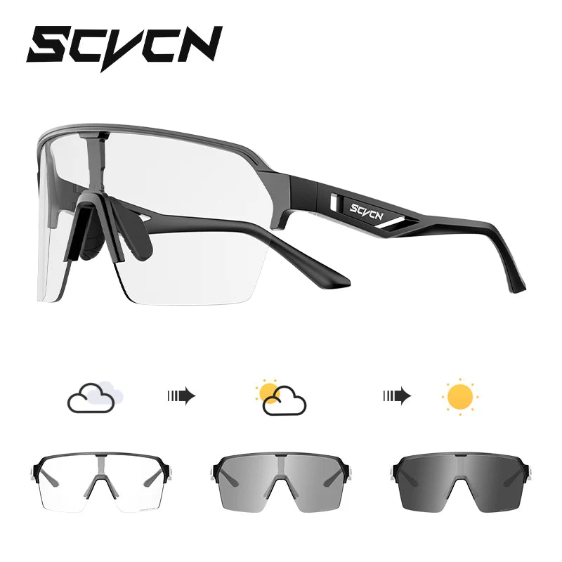 SCVCN Photochromic Cycling Sunglasses Glasses Bike Mountain Bicycle Hiking Golf UV400 Sports Glasses for Men Women Baseball 2025