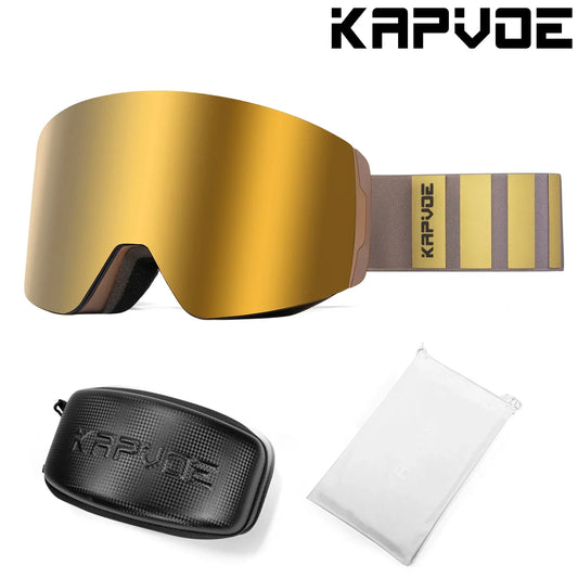 Kapvoe OTG Ski Goggles for Women | UV400 Anti-Fog | Fits Over Glasses | Snowboard & Snowmobile