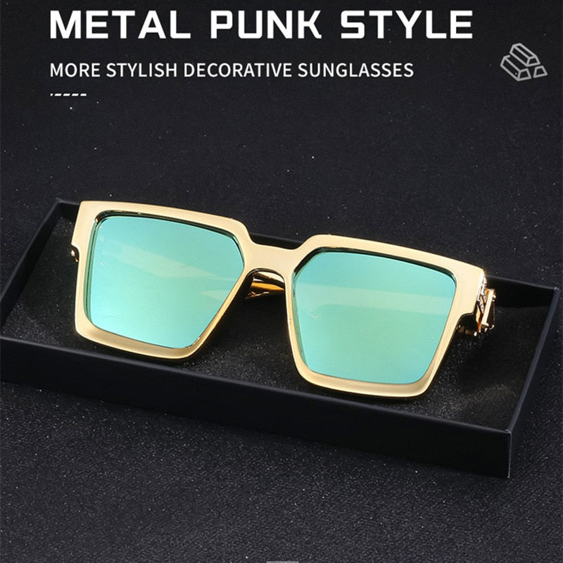 New Diamond Inlaid Fashion Square Large Frame Sunglasses Trend Retro UV Radiation Proof Summer Women&#39;s Outdoor Sunglasses