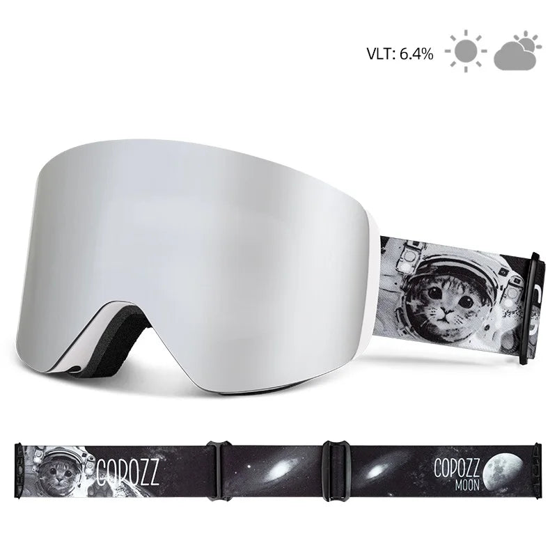 COPOZZ OTG Ski Goggles | UV400 Anti-Fog | Fits Over Glasses | Yellow Lens Kit Included