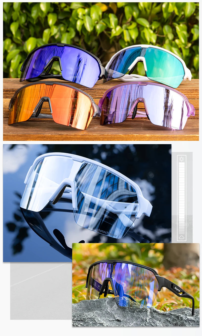 SCVCN Photochromic Cycling Sunglasses Glasses Bike Mountain Bicycle Hiking Golf UV400 Sports Glasses for Men Women Baseball 2025