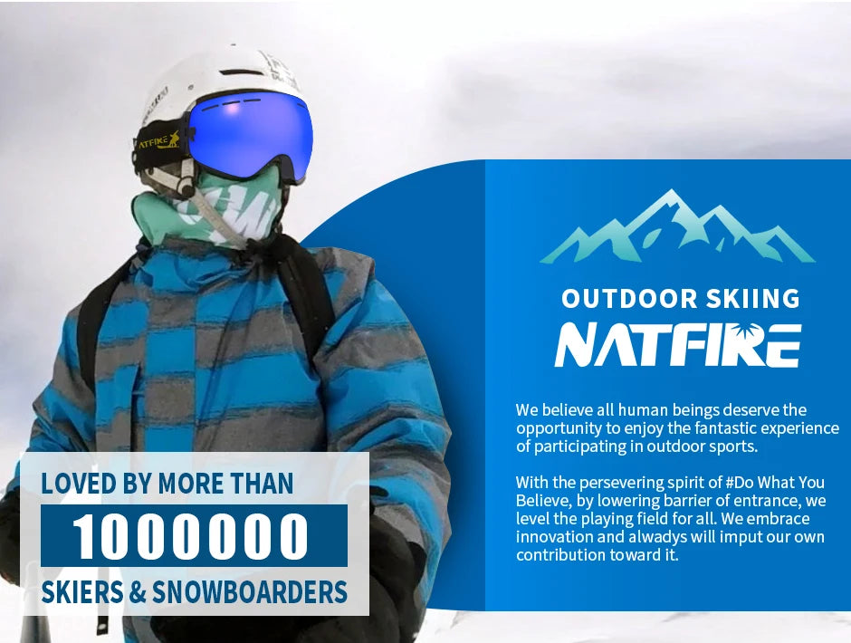 NATFIRE Ski Goggles Double Layers Anti-fog UV400 Snowboard Snow Goggles Snowmobile Glasses Eyewear Outdoor Sport Skiing Googles