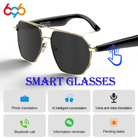 696 AI Voice Video Call Real-time Translation Intelligent Question Answering Smart Glasses UV Protection Sport BT Sunglasses