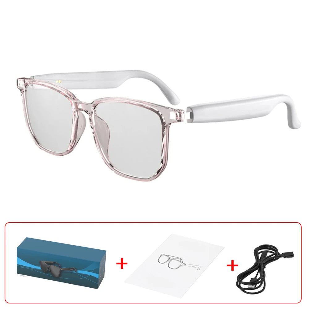 AI Glasses Wireless Earbuds Automatic Voice Translation Audio Glasses Support 75 Languages BT 5.4 for Sports Meeting Recording