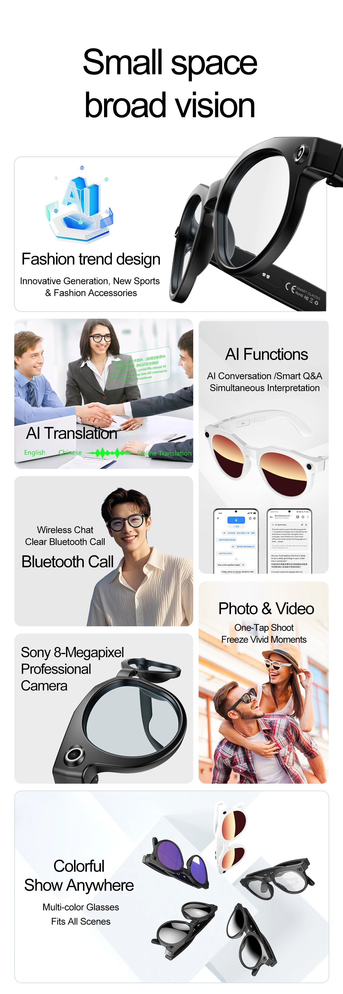 2026 New 8K HD AI Smart Glasses Men Chat GPT 800MP Camera Bluetooth Call AI Translation Voice Assistant Control Sunglasses Women