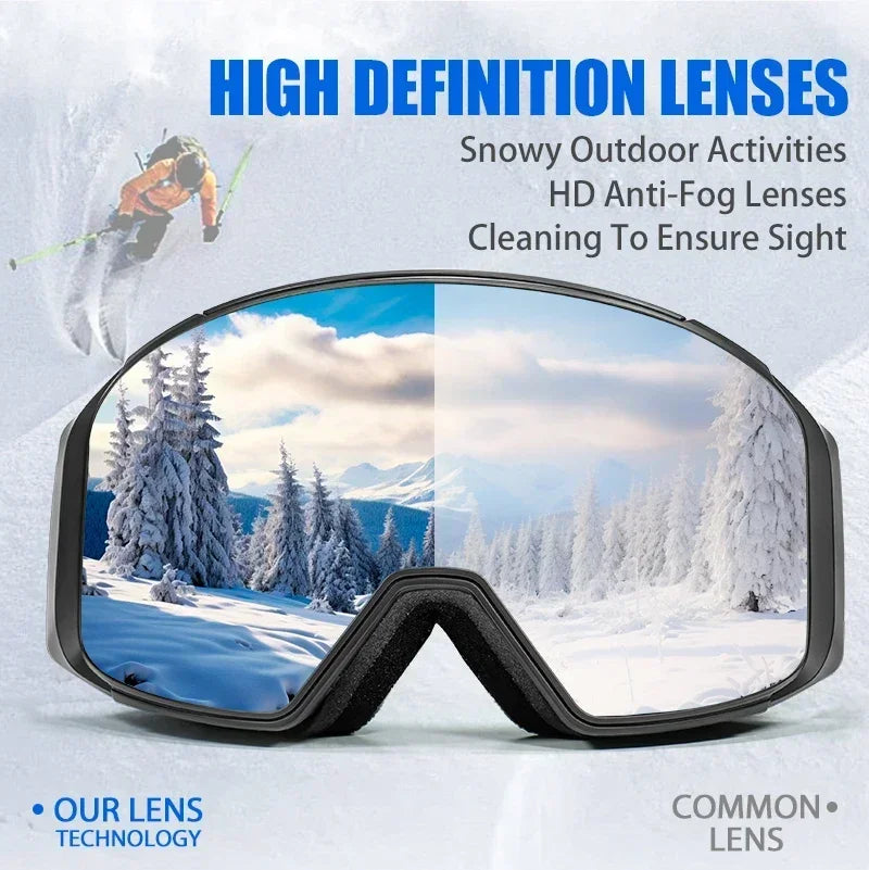 Kapvoe Magnetic Ski Goggles | UV400 Anti-Fog | Men & Women | Snowboard & Snowmobile