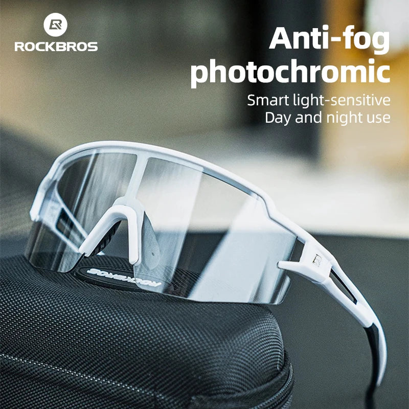 ROCKBROS Photochromic Myopic Cycling Glasses Photosensitive Unisex Running Outdoor Sports Windproof Dustproof Bicycle Accessory