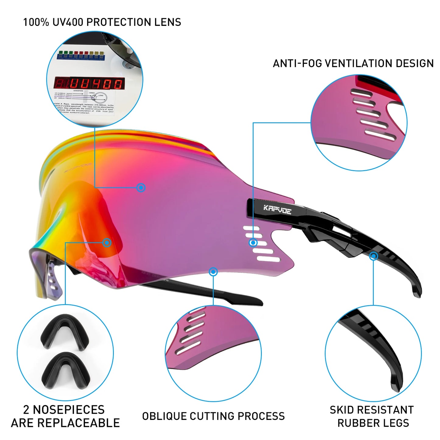 KAPVOE Cycling Sunglasses Cycling Glasses UV400 MTB Bicycle Eyewear Outdoor Sports Goggles Women Men Road Bike Racing Equipment