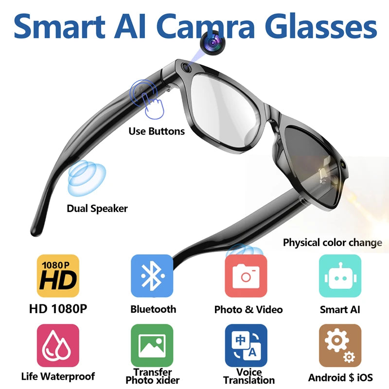 Xiaomi Mijia Smart Glasses | Bluetooth Call, Camera & Color-Changing Lenses