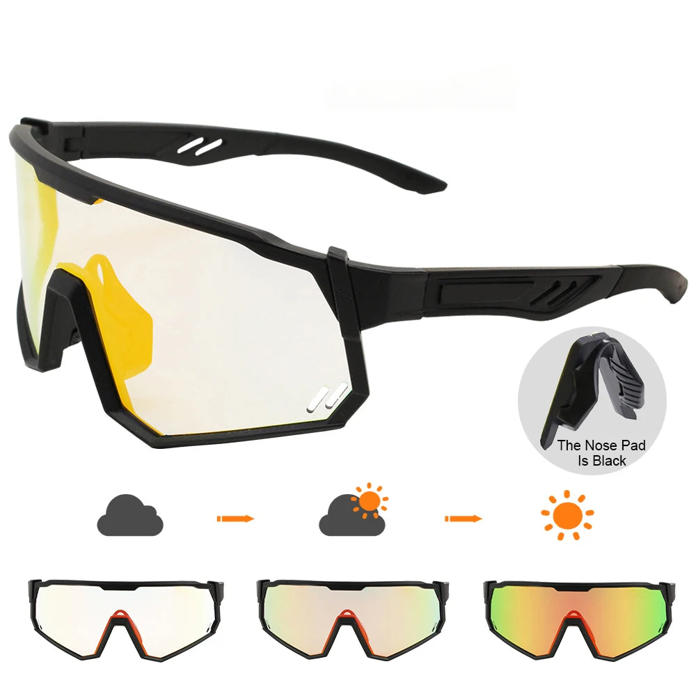 Photochromic Cycling Sunglasses | UV400 Auto-Tint Sports Glasses for Men & Women | MTB, Running