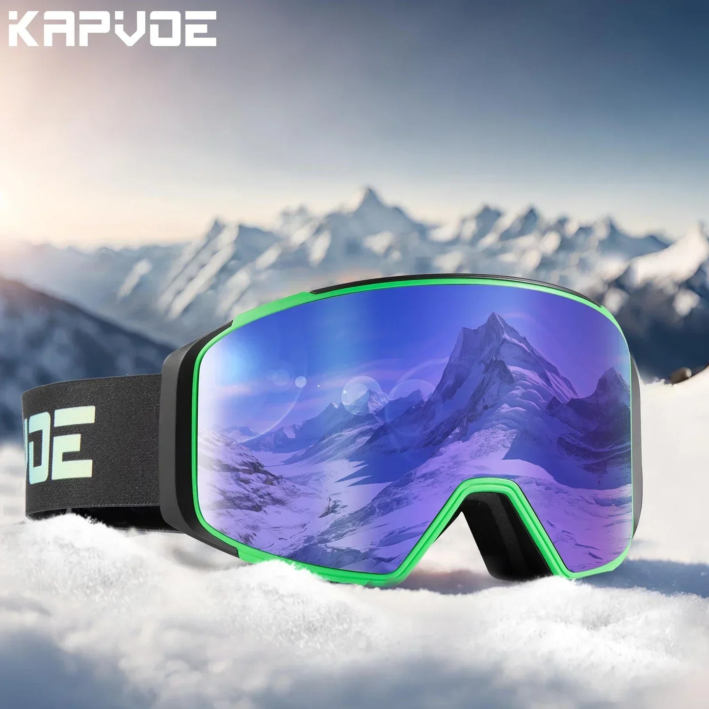 Kapvoe Magnetic Ski Goggles | UV400 Anti-Fog | Men & Women | Snowboard & Snowmobile