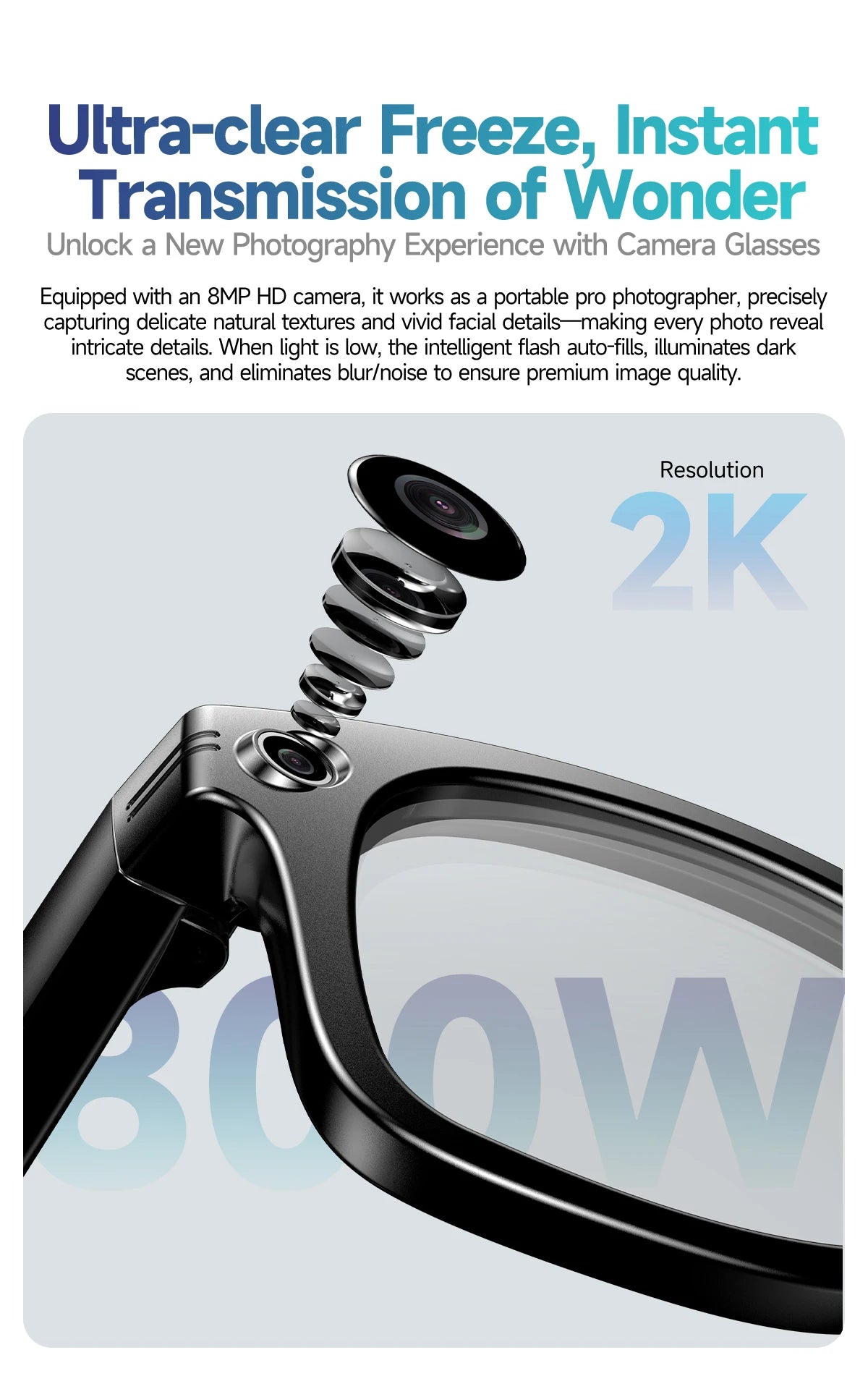 LIGE New AI Glasses HD Anti-shake Camera Video Recording Smart Glasses Voice Call Wireless Bluetooth Call Translation Sunglasses