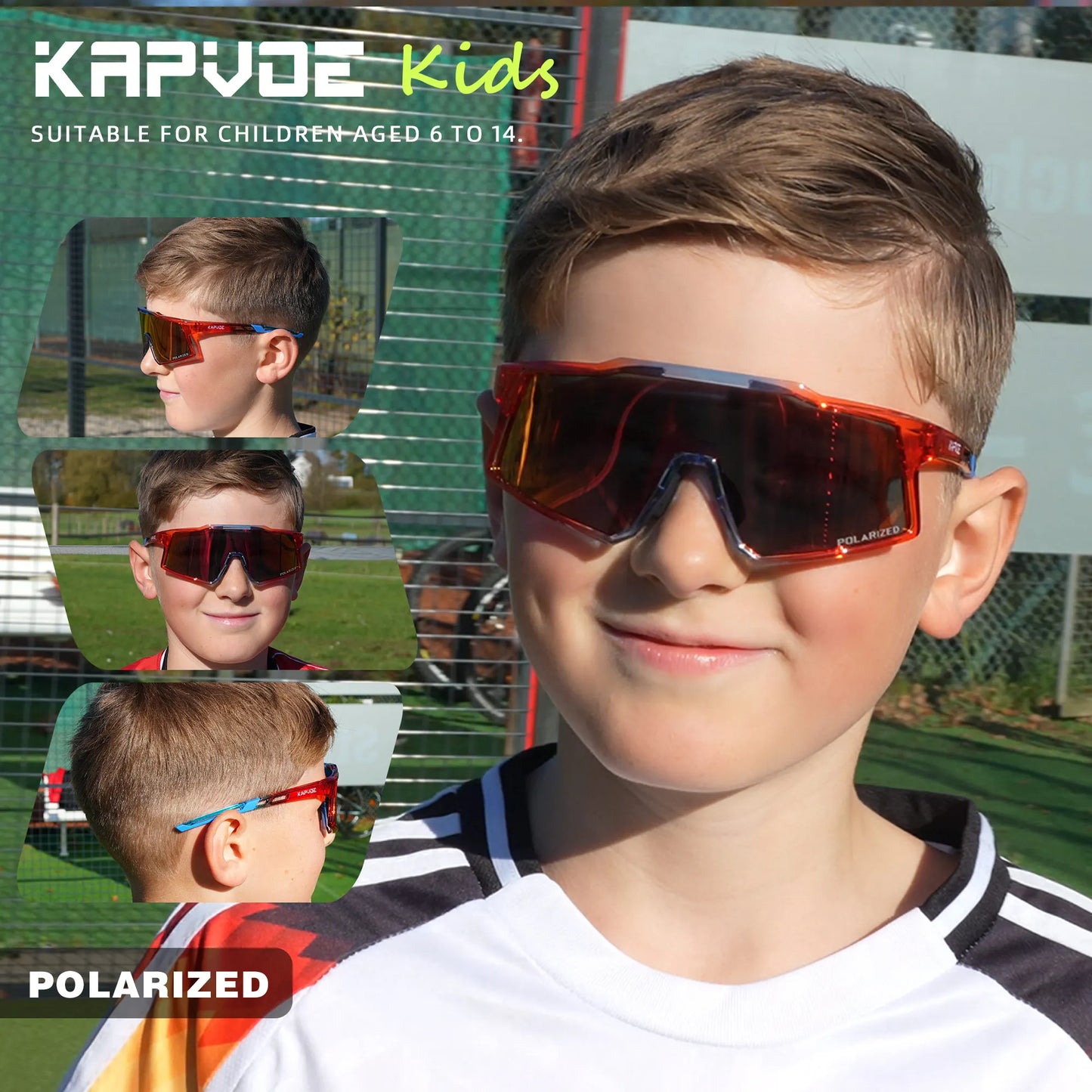Kapvoe Kids Sports Sunglasses Polarized Cycling Glasses Teenagers UV400 Eyewear Boys and Girls Sports Running Biking Baseball