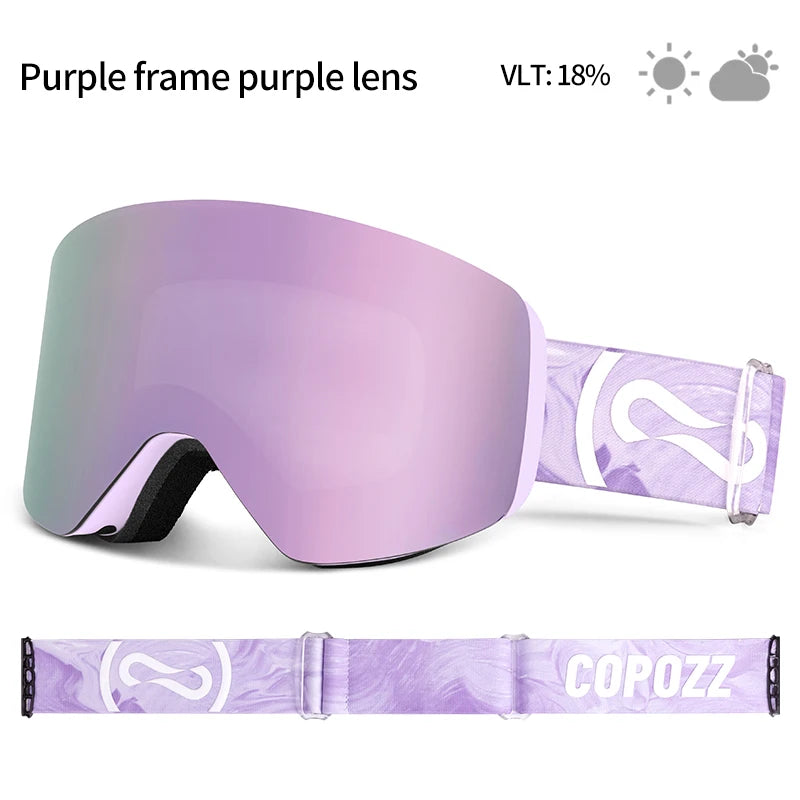 COPOZZ OTG Ski Goggles | UV400 Anti-Fog | Fits Over Glasses | Yellow Lens Kit Included