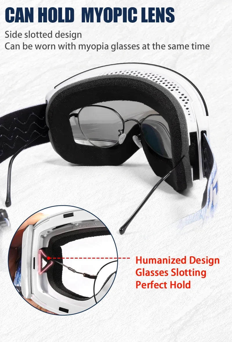 Kapvoe OTG Ski Goggles for Women | UV400 Anti-Fog | Fits Over Glasses | Snowboard & Snowmobile