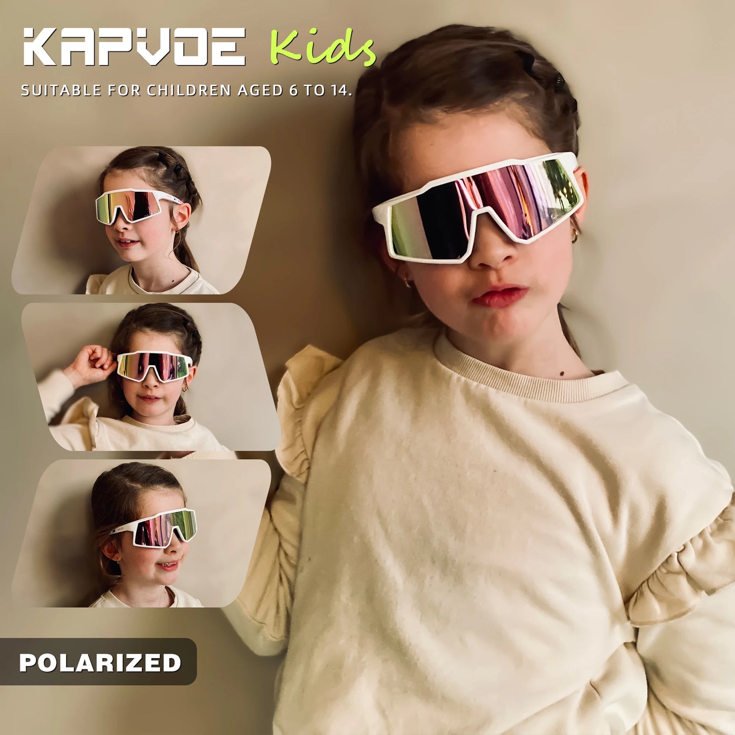 Kapvoe Kids Sports Sunglasses Polarized Cycling Glasses Teenagers UV400 Eyewear Boys and Girls Sports Running Biking Baseball