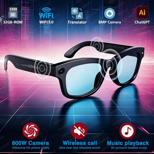 GUHUAVMI Smart Glasses | Camera, Bluetooth, AI Translation & Color-Changing Lenses