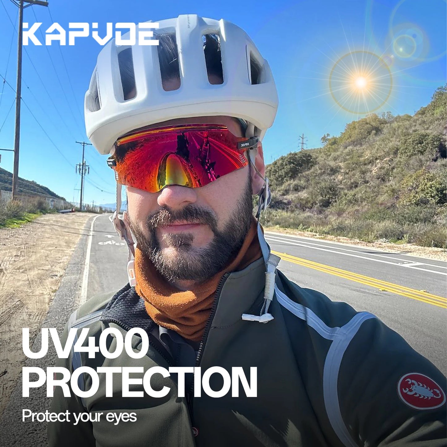 KAPVOE Cycling Sunglasses Cycling Glasses UV400 MTB Bicycle Eyewear Outdoor Sports Goggles Women Men Road Bike Racing Equipment