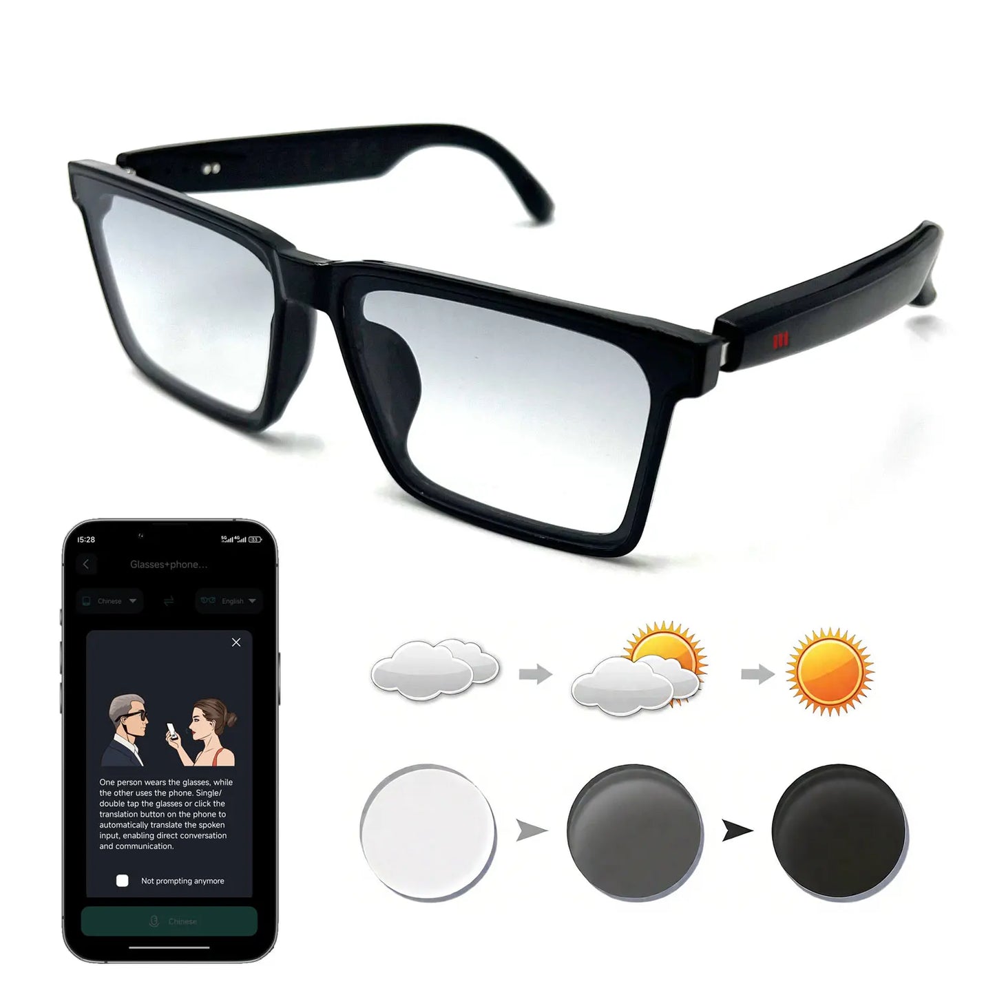Giinova Smart Audio Glasses | App Translation, Color-Changing Lenses & Hi-Fi Sound