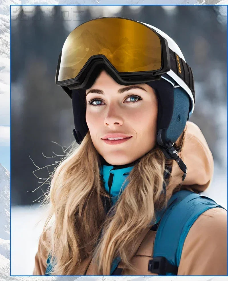 Kapvoe Magnetic Ski Goggles | UV400 Anti-Fog | Men & Women | Snowboard & Snowmobile
