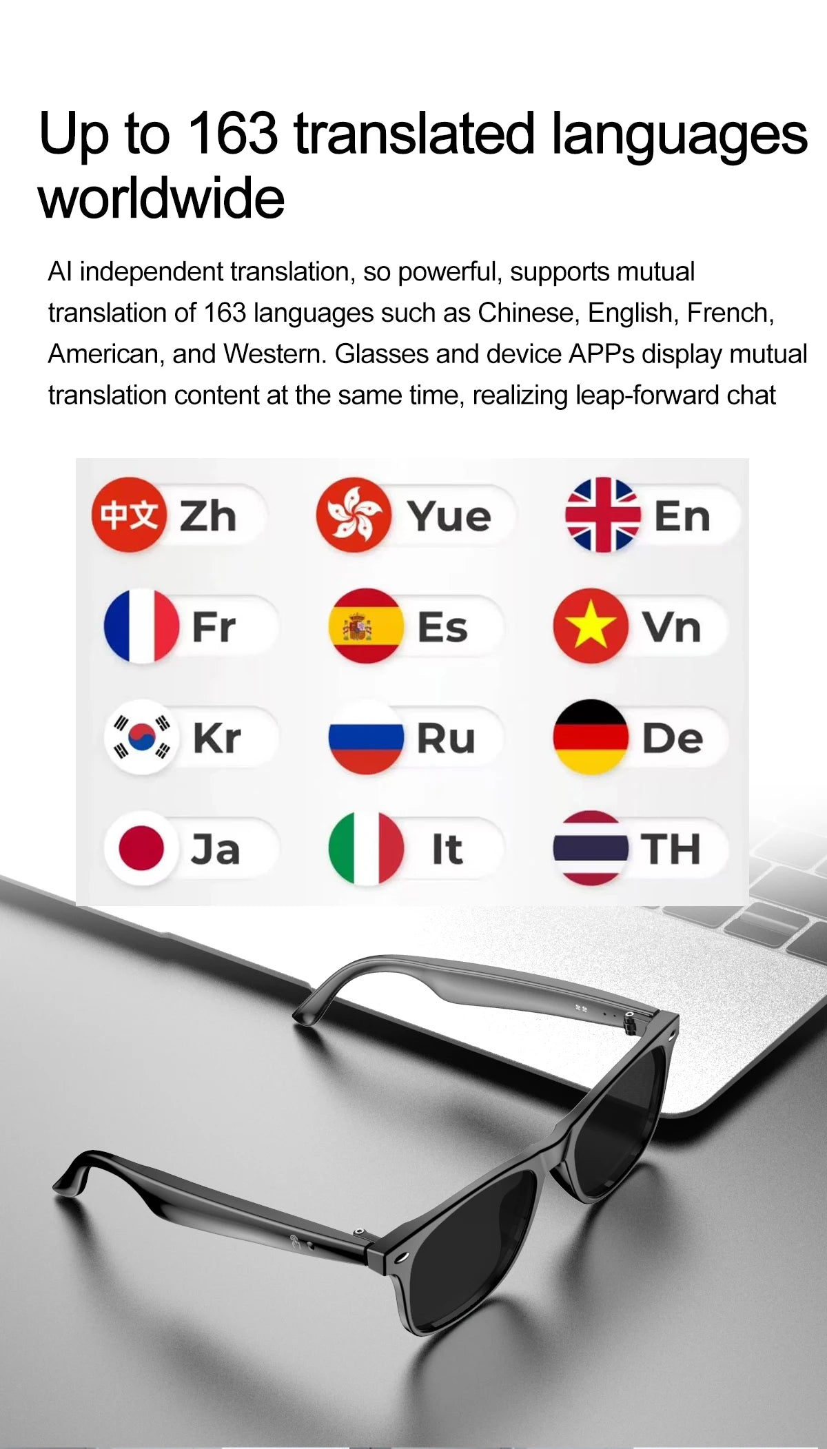 LIGE Smart Glasses AI Intelligent Real-time Translation Bluetooth 6.0 Sunglasses Outdoor Sport Earphone Calling Music Eyeglasses