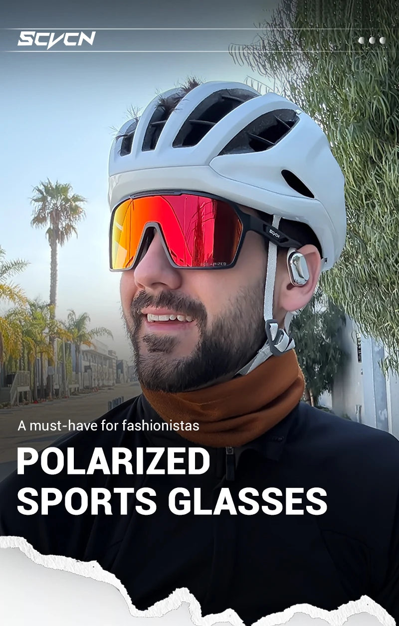SCVCN Fashion Polarized Sunglasses Cycling Glasses for Men Mountain Bike Eyewear Baseball Sports Goggles Skating Sun Glasses