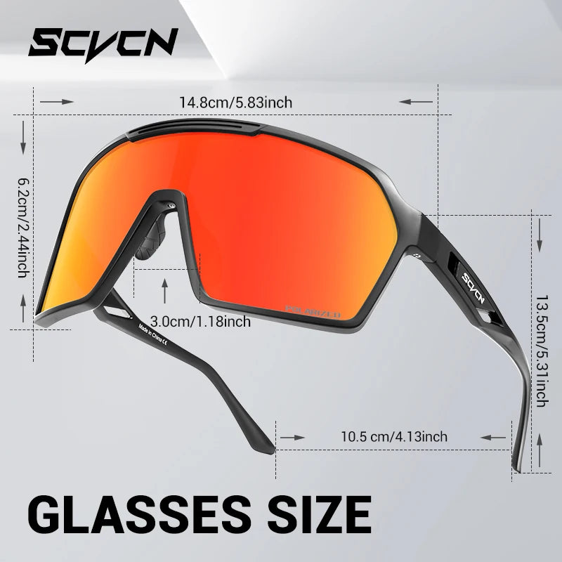 SCVCN Fashion Polarized Sunglasses Cycling Glasses for Men Mountain Bike Eyewear Baseball Sports Goggles Skating Sun Glasses