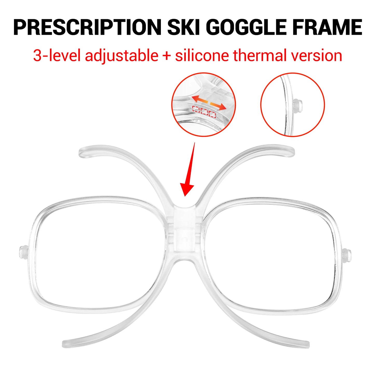 Kapvoe Myopia Frame for Ski Goggle Adjustable Snow Goggles Insert Clip-On Clip for Kapvoe Ski Goggle Myopia Frame Bike Frame