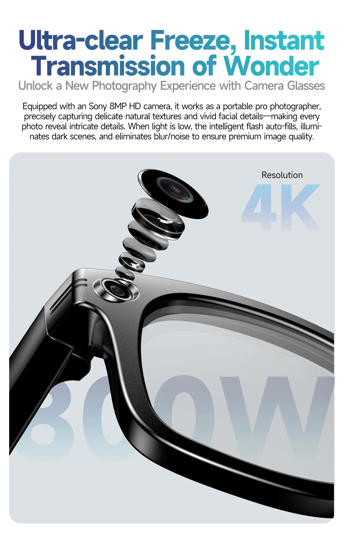 2025 Smart Glasses Women Wireless Bluetooth Call Sunglasses 800W Pixel Dual Camera Voice Assistant Intelligent Translation Glass