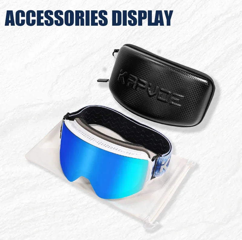 Kapvoe OTG Ski Goggles for Women | UV400 Anti-Fog | Fits Over Glasses | Snowboard & Snowmobile