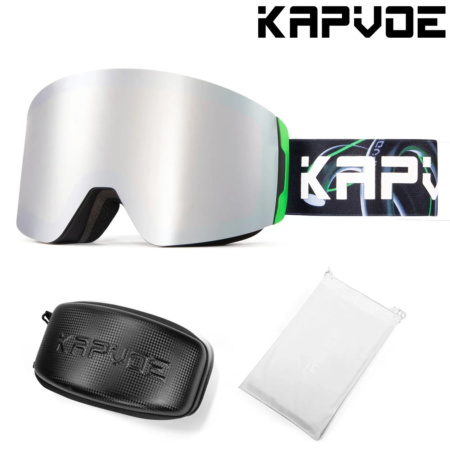 Kapvoe OTG Ski Goggles for Women | UV400 Anti-Fog | Fits Over Glasses | Snowboard & Snowmobile